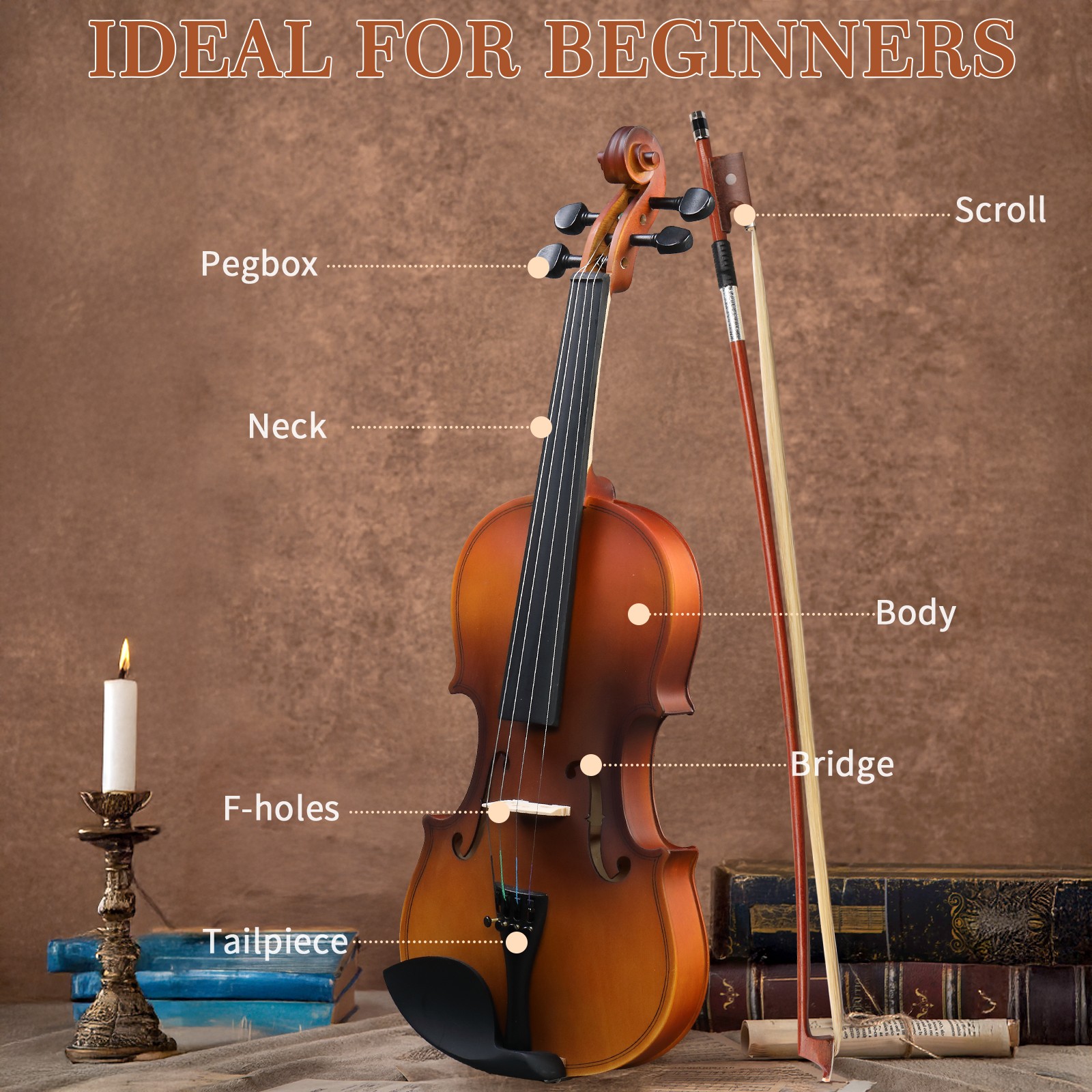 كمان صوتي مثالي بحجم 1/4 مع حق - مراجعة Violin Rosin Bow وسعره